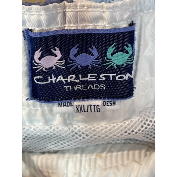 Charleston Threads Swim Trunks Men’s XXL Blue Stripes Print Elastic Waist - Picture 2 of 4